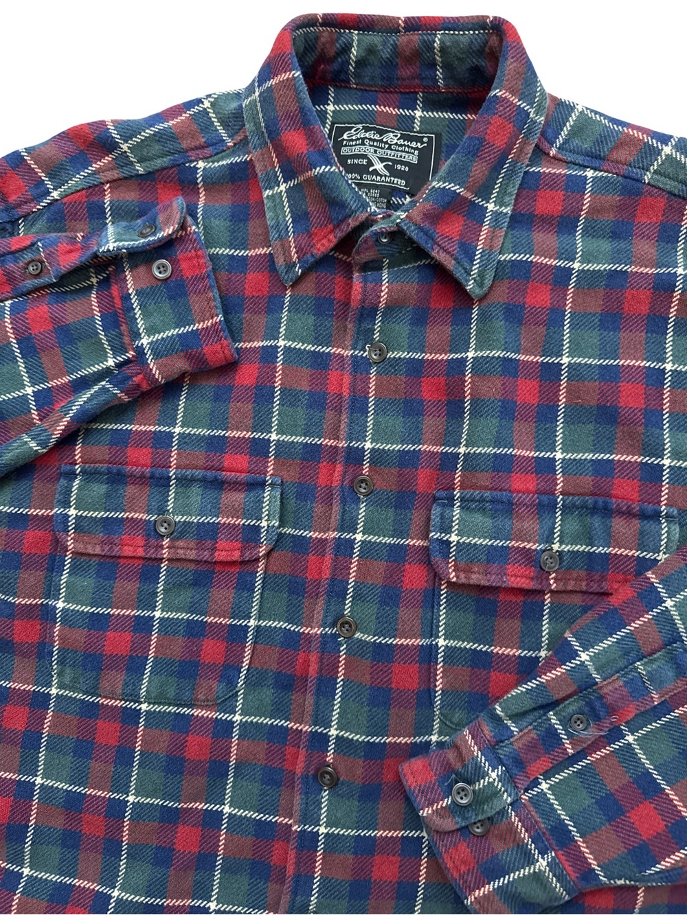 Vintage Eddie Bauer Double Pocket Men’s Shirt Jacket Size L Hong Kong Made Retro